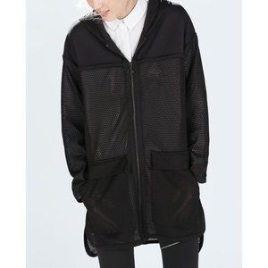 Zara Trafaluc Black Mesh Athletic Zip Up Jacket